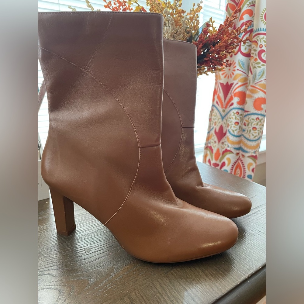 Naturalizer Brown Leather Heeled Ankle Boots